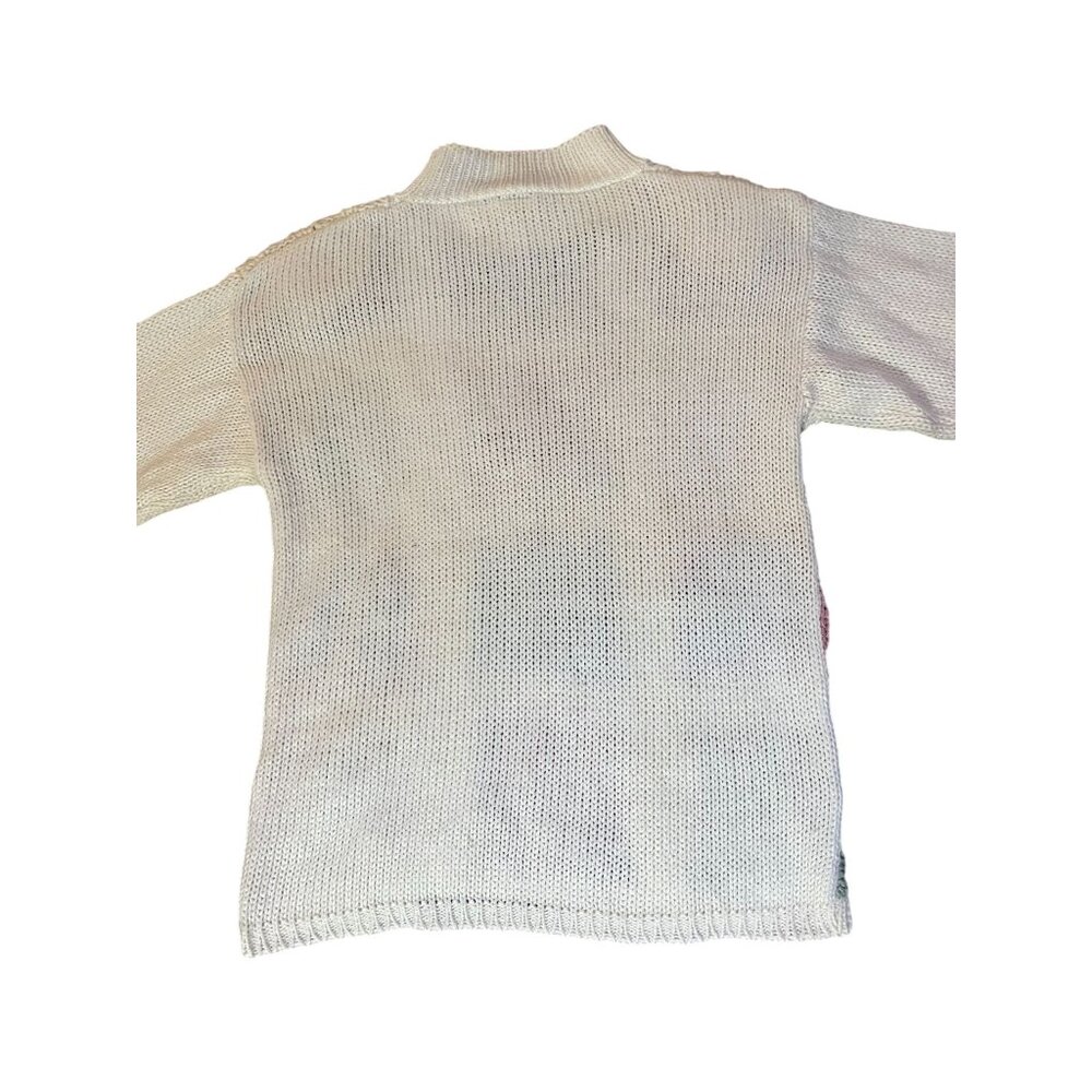 Vintage 90s Needles & Yarn Sweater Womens M Patchwork Floral Knit Korea - Picture 4 of 16